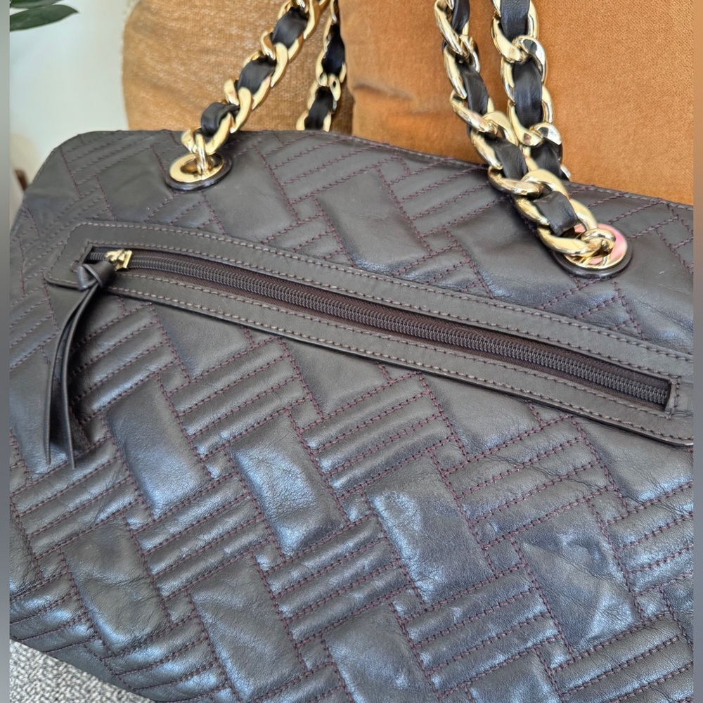 Balenciaga Dark Brown Chevron Quilted Leather Shoulder Bag (COA) - Picture 12 of 16